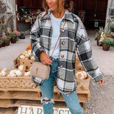 Lizakosht Autumn Plaid Jacket Women Overshirt Long Checkered Jacket Female Long Sleeve Winter Coat Shirt Jacket For Women